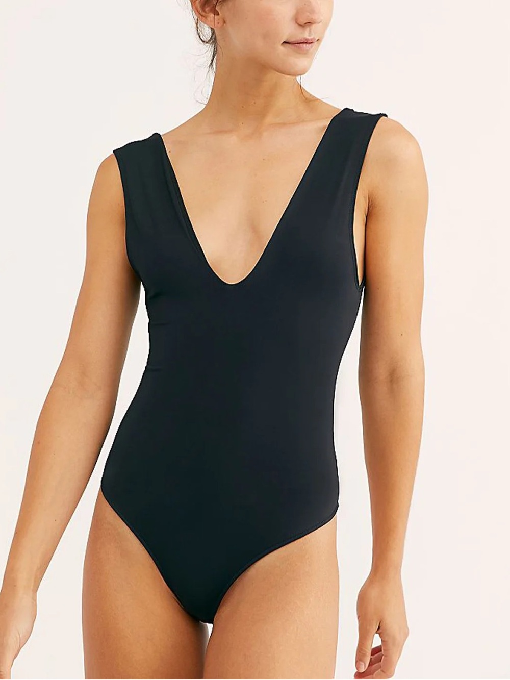 Free People Intimately XL Black Keep It Sleek Bodysuit Sleeveless V-Neck NWT